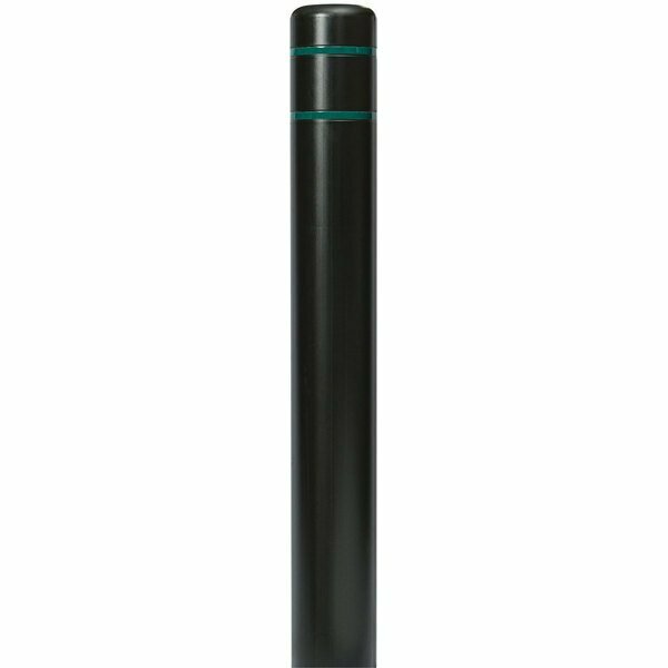 Innoplast BollardGard 9 1/8'' x 72'' Black Bollard Cover with Green Reflective Stripes BC872BK-GRN 269BC872BKGRN